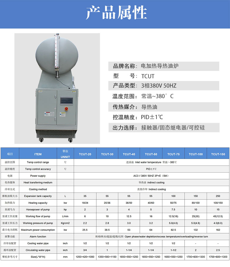 電加熱導(dǎo)熱油爐產(chǎn)品屬性