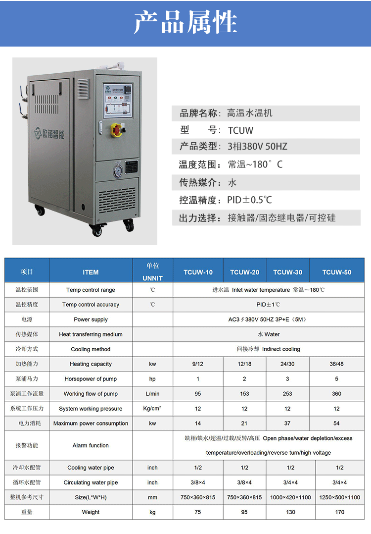 水循環溫度控制機產品屬性